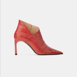 ZARA ANKLE BOOTS 6.5 ANIMAL PRINT RED NEW
